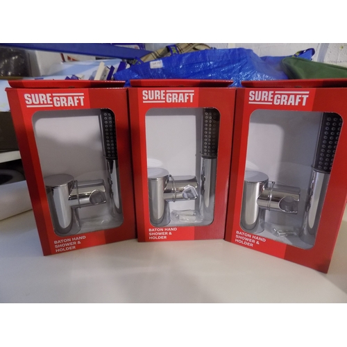 67 - 3 Boxed Sure Graft Baton Hand Shower & Holder