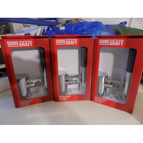 82 - 3 Boxed Sure Graft Baton Hand Shower & Holder