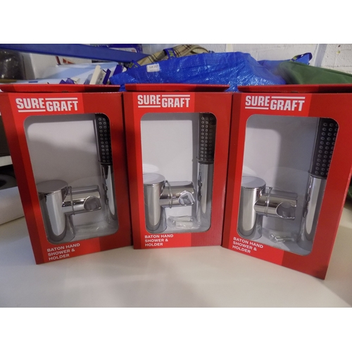 83 - 3 Boxed Sure Graft Baton Hand Shower & Holder