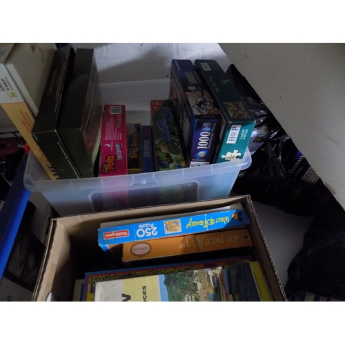 182 - 2 Boxes and 2 Bags of Jigsaw Puzzles and Games etc