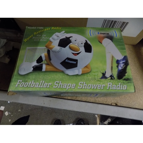 51 - Boxed Football Shaped Shower Radio