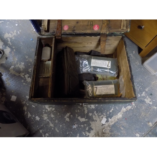 345 - Wooden Ammo Box and Contents