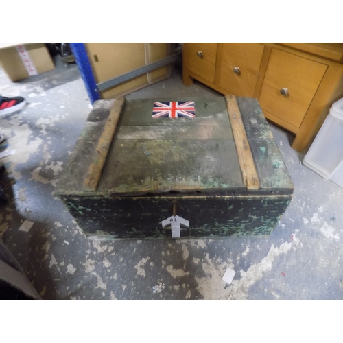 345 - Wooden Ammo Box and Contents