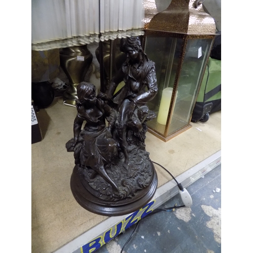 112 - Heavy Bronze Statue made into a Lamp