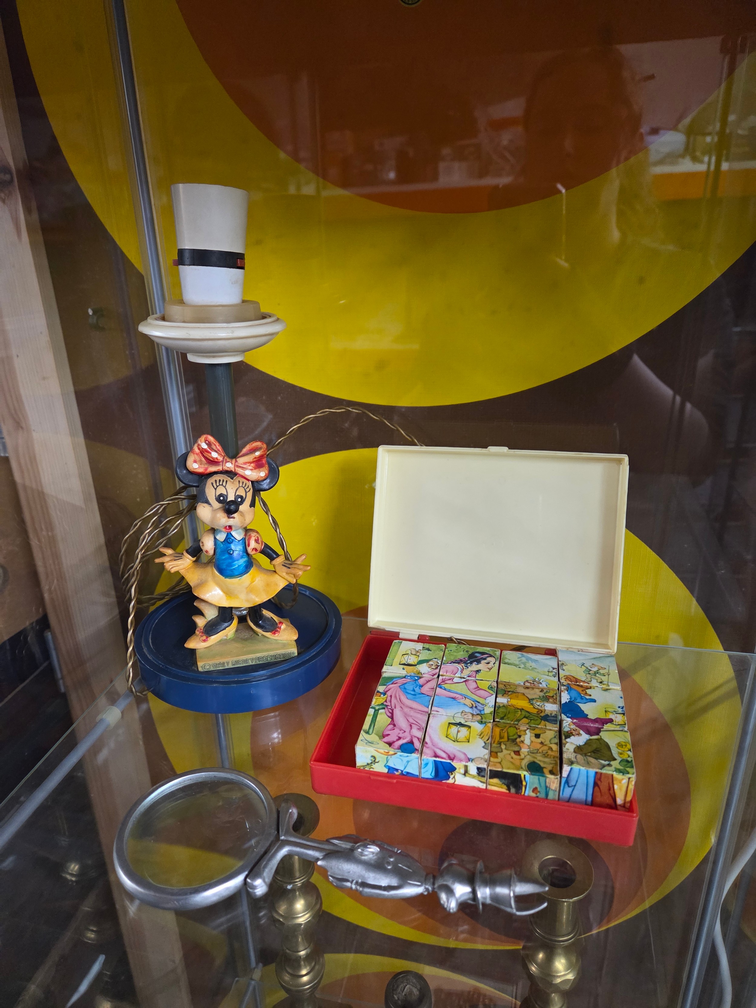 Vintage Minnie Mouse Lamp Snow White Puzzle and Magnifying Glass