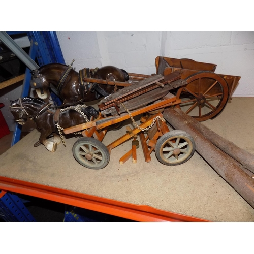 125 - 2 Shire Horses with Carts, requires assembling