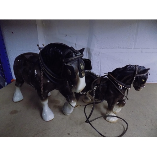 125 - 2 Shire Horses with Carts, requires assembling