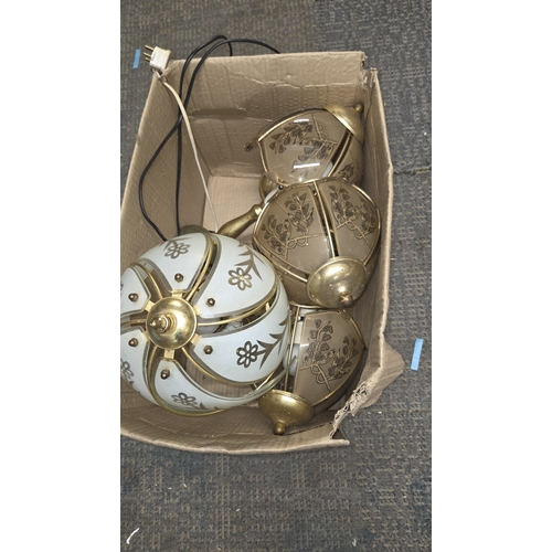 100 - A Collection of Gold Toned Floral Glass Touch Lamps