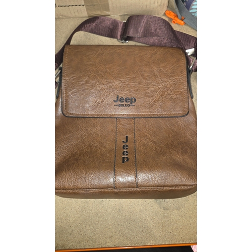 103 - Jeep Buluo Brown Leather Messenger Bag
