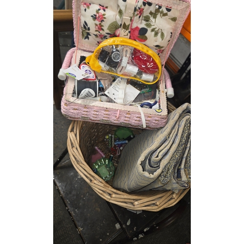 104 - A Collection of Sewing and Craft Supplies in Wicker Baskets