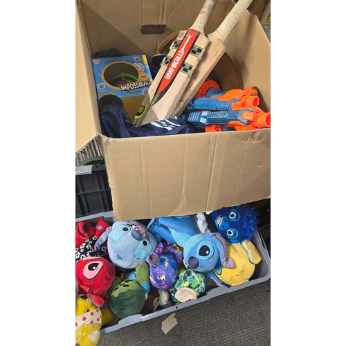 106 - A Collection of Toys and Sporting Goods including Cricket Bats