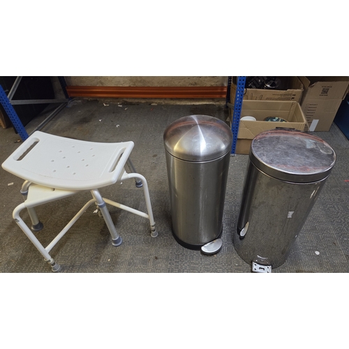 195 - A Collection of a Shower Stools and Pedal Bins