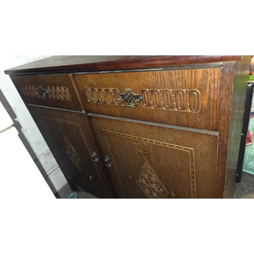 213 - Antique Carved Oak Sideboard