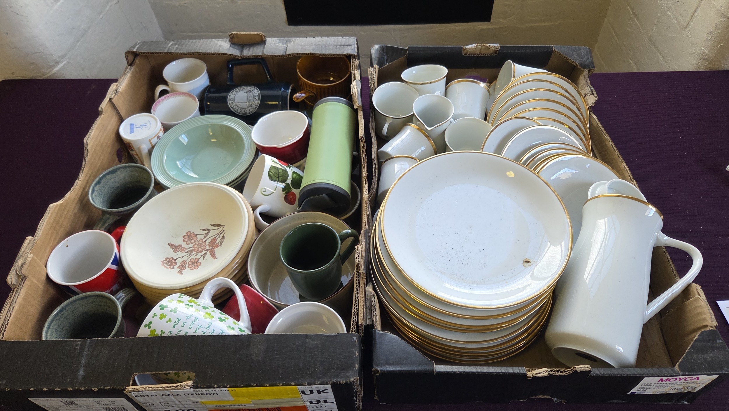 Two Boxes of Ceramic Housewares and Dinnerware