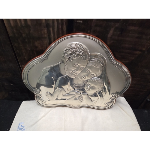 An Italian Sterling Silver Bilaminate Holy Family Plaque by Sagin