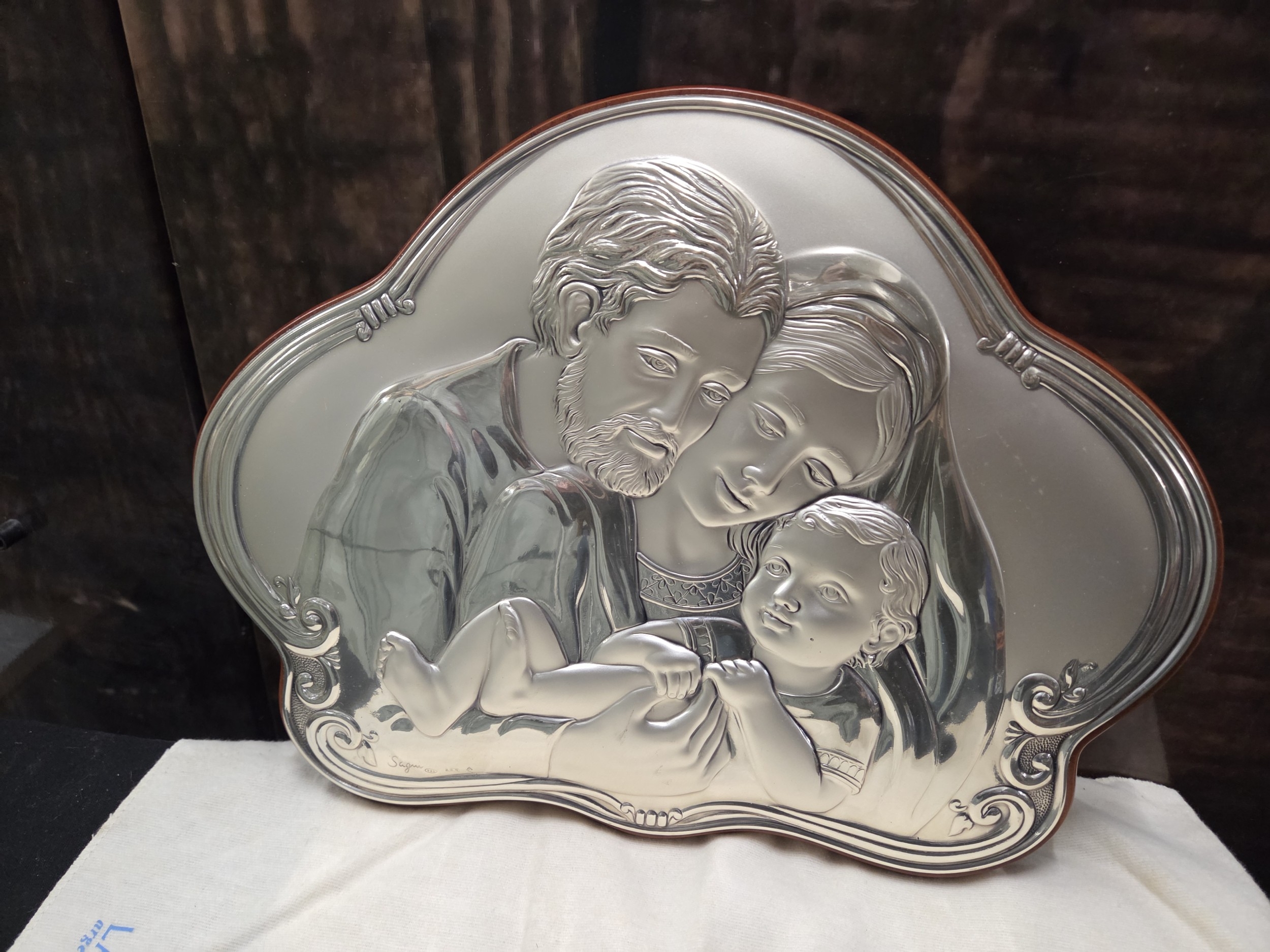 An Italian Sterling Silver Bilaminate Holy Family Plaque by Sagin