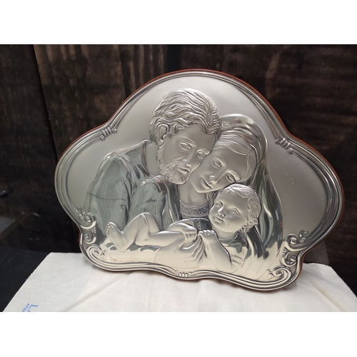 An Italian Sterling Silver Bilaminate Holy Family Plaque by Sagin