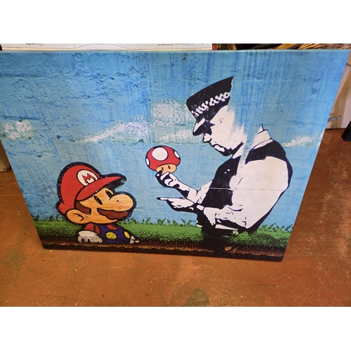 After Banksy, Mario and Cop, Contemporary Street Art Style Canvas Print