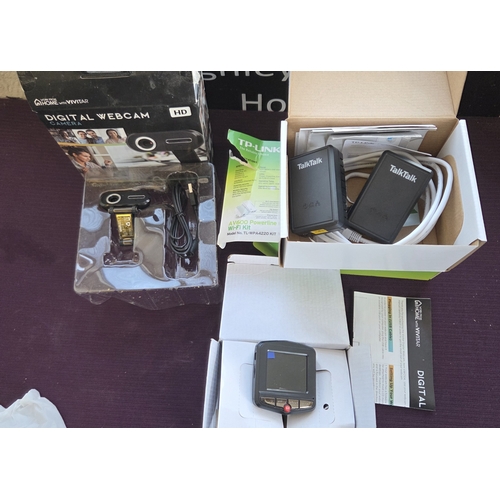 118 - A Trio of Consumer Electronic Devices including a Vivitar HD Webcam and TP-Link Powerline Kit