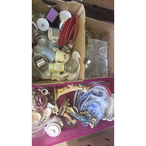 251 - Three Boxes of Mixed Household Ceramics, Glassware, and Decorative Figurines