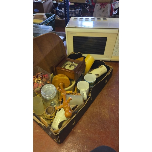 253 - Panasonic Microwave Oven and Two Boxes of Household Goods