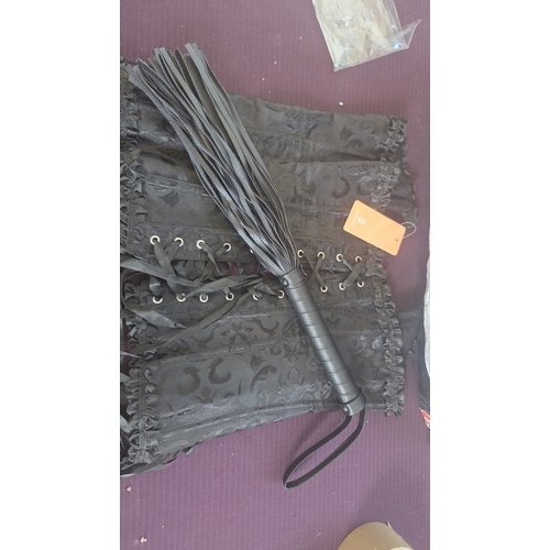 268 - An Assortment of FeelinGirl Performance Costume Corsets and Faux Leather Flogger