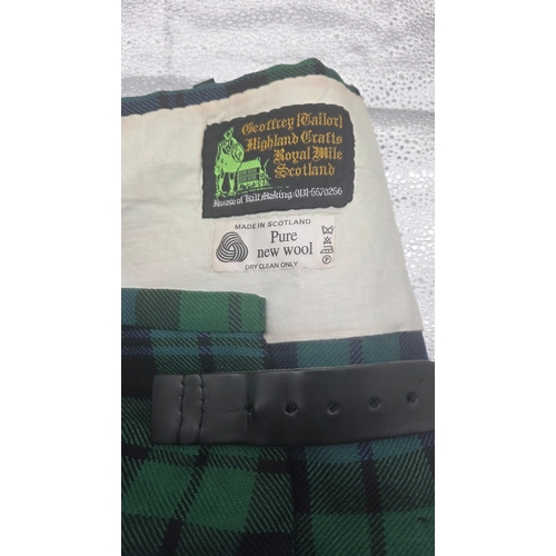 273 - Geoffrey (Tailor) Pure New Wool Traditional Scottish Kilt in Ancient Black Watch Tartan