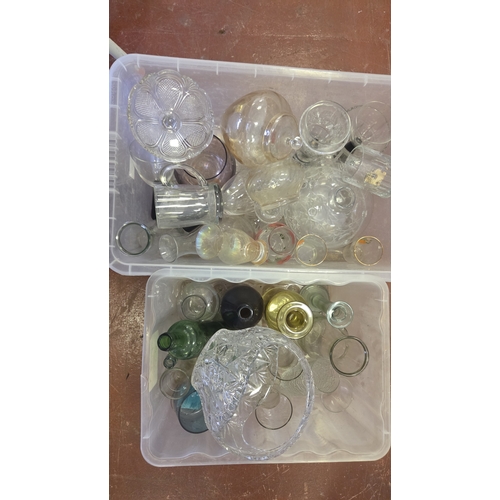 276 - Two Boxes of Mixed Glassware including Cut Crystal, Lustreware, and Tableware