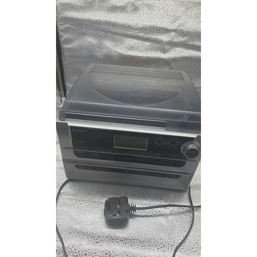 287 - Steepletone SMC1033 PRO Stereo Music System with Turntable and Dual CD Player powers on