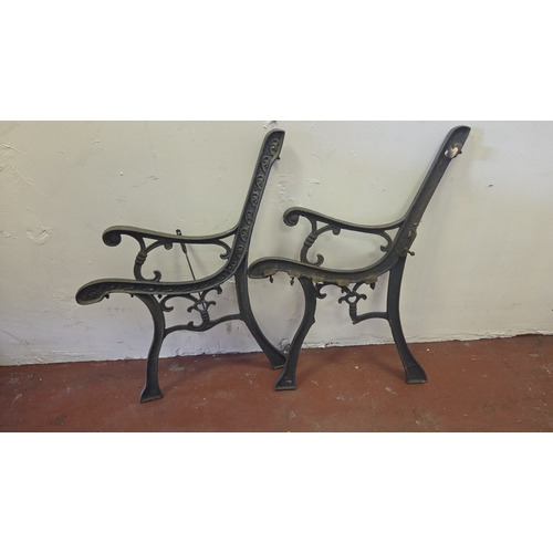 295 - A Pair of Victorian Style Cast Iron Garden Bench Ends