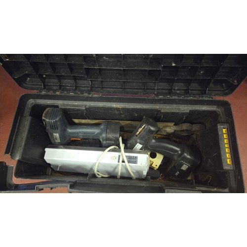 297 - A Collection of Cordless Power Tools and Electrical Equipment in a Portable Toolbox
