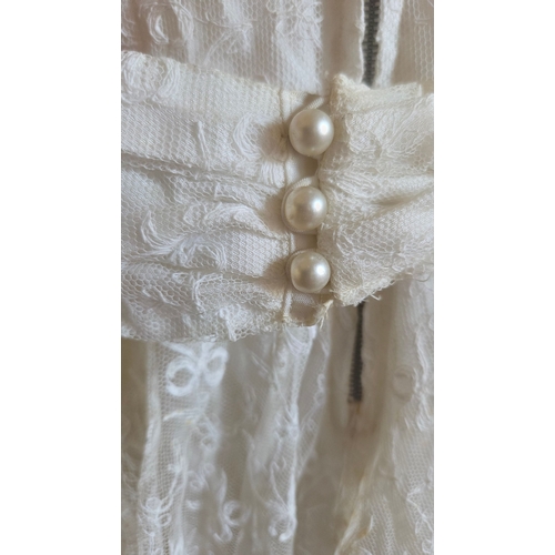 365 - Mid-20th Century White Lace Wedding Gown Attributed to London Maid