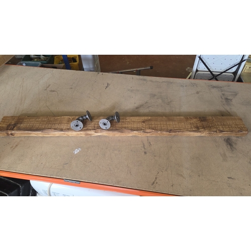 367 - A Live Edge Timber Shelf and a Pair of Industrial Style Pipe Brackets