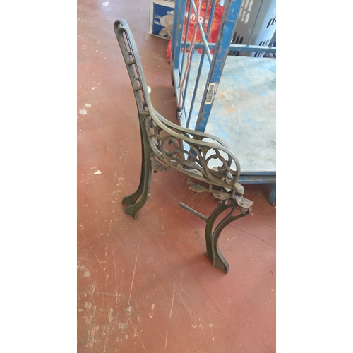 386 - A Pair of Victorian Style Cast Iron Foliate Scrollwork Garden Bench Ends
