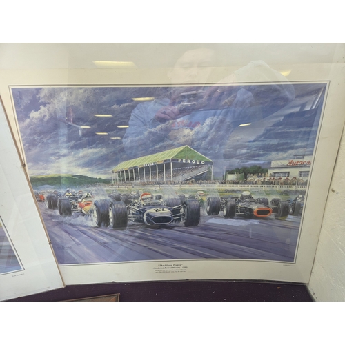 389 - A Trio of Sports Memorabilia comprising John Saunders Motorsport Prints and a 2002 FIFA World Cup Fr... 