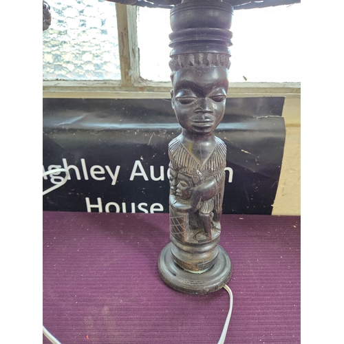 392 - A Pair of Mid-20th Century Hand-Carved African Hardwood Figurative Table Lamps