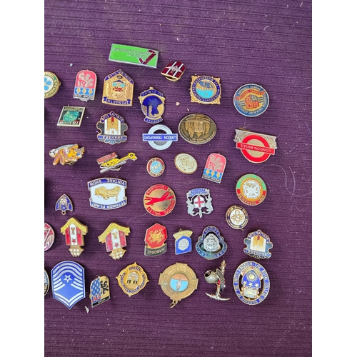 615 - An Assortment of Vintage Enamel Lapel Pins and Badges Including Military Sports and Public Service I... 