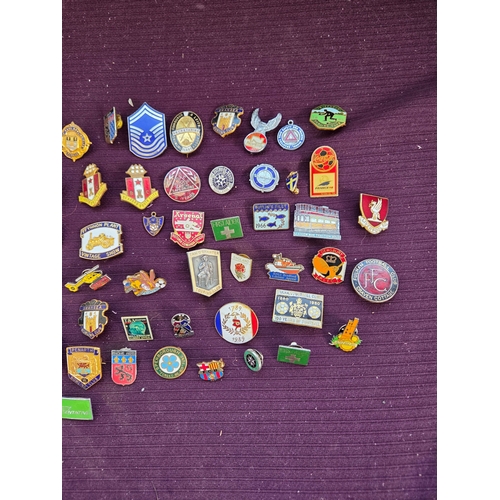 615 - An Assortment of Vintage Enamel Lapel Pins and Badges Including Military Sports and Public Service I... 