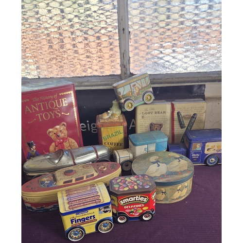 62 - A Collection of Vintage Lithographed Advertising and Novelty Tinplate Containers