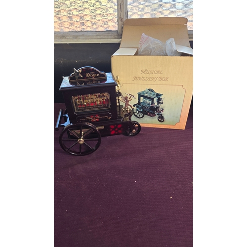 63 - Pierrot Etranger Musical Organ Grinder Jewellery Box in Original Box. In Working Order