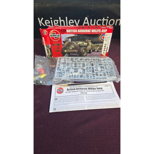 66 - Airfix 1/72 Scale British Airborne Willys Jeep Gift Set Model Kit A08217