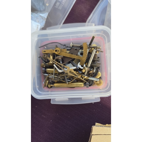 68 - An Assortment of Horological Movement Components, Clockmaker's Tools, and a Hobbyist Clock Kit