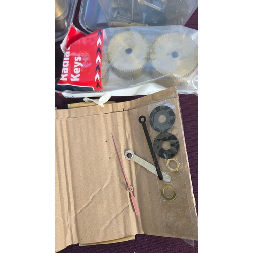 68 - An Assortment of Horological Movement Components, Clockmaker's Tools, and a Hobbyist Clock Kit