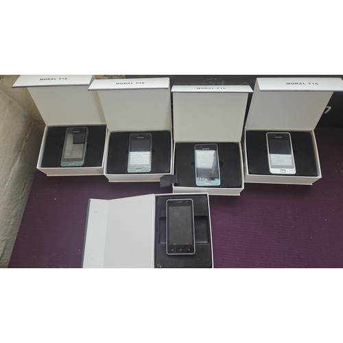234 - A Collection of Five Smartphones including Moral T16 Models