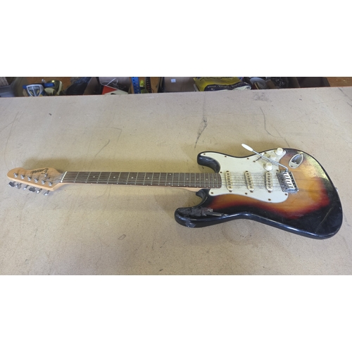 252 - Encore Stratocaster Style Electric Guitar in Three-Tone Sunburst Finish