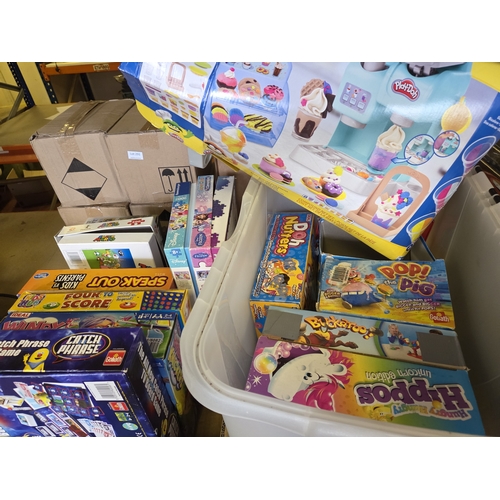 296 - A Collection of Modern Board Games, Action Games, and Puzzles including Play-Doh, Hasbro, and Goliat... 