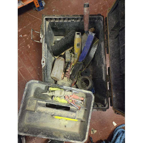 299 - An Assortment of Masonry and Bricklaying Hand Tools in a Plastic Toolbox