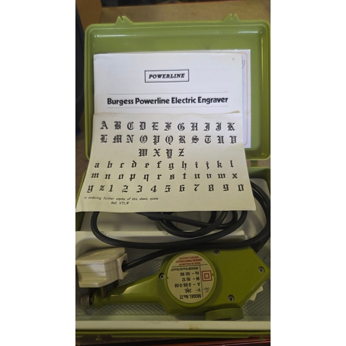 A Burgess Powerline Model No. 72 Electric Engraver with Original Case