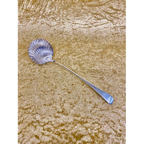 37 - George III Silver Feather Edge ladle by Thomas Evans bearing a Hallmark London 1770