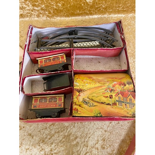 193 - Brimtoy tin plate train set with original box and instructions